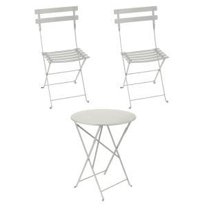 Fermob - Bistro Table pliante   2 chaises pliantes, gris ar…
