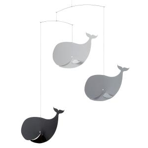 Flensted Mobiles - Happy Whales Mobile, noir / gris