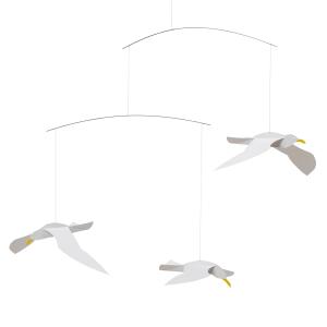 Flensted Mobiles - Soaring Seagulls Mobile, blanc / jaune