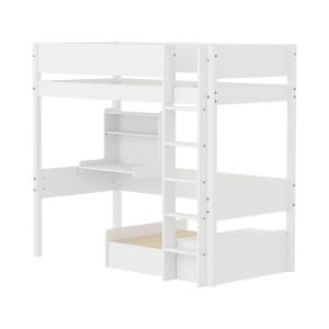Flexa - White Lit surélevé avec bureau, H 184 cm, blanc