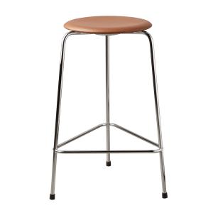 Fritz Hansen - Tabouret de bar High Dot H 65 cm, cuir noyer…