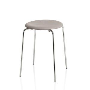 Fritz Hansen - Dot Tabouret, cuir lava grey / piètement chr…