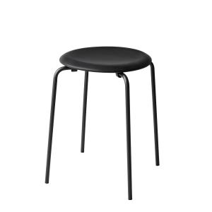 Fritz Hansen - Dot tabouret, cuir noir / piètement noir