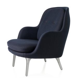 Fri tz Hansen - Fri Fauteuil, aluminium brossé / bleu foncé…