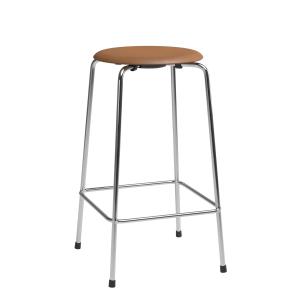Fritz Hansen - Tabouret de bar High Dot H 65 cm, cuir noyer…