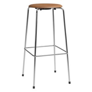 Fritz Hansen - Tabouret de bar High Dot H 76 cm, cuir noyer…