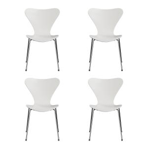 Fritz Hansen - Série 7 chaise, chrome / frêne laqué blanc (…