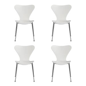 Fritz Hansen - Série 7 chaise, chrome / frêne laqué blanc (…