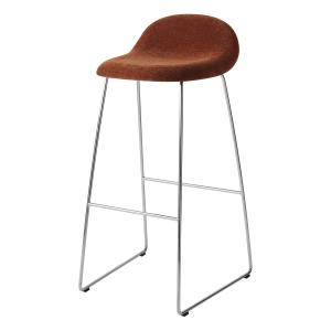 GUBI - Chaise de bar 3D, acier inoxydable poli / marron ora…