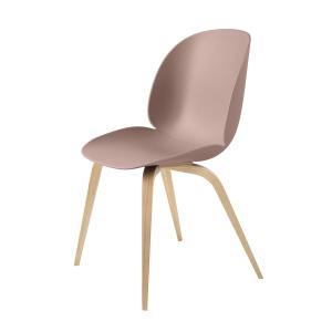 Gubi - Dining Chaise Beetle, base en bois, chêne / sweet pi…