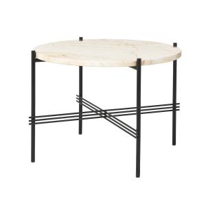 Gubi - Travertine table basse, Ø 55 cm, noir / blanc