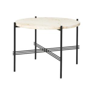 GUBI - Travertine table basse, Ø 55 cm, noir / blanc