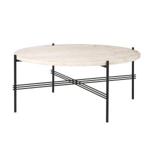 Gubi - Travertine table basse, Ø 80 cm, noir / blanc