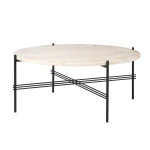 GUBI - Travertine table basse, Ø 80 cm, noir / blanc