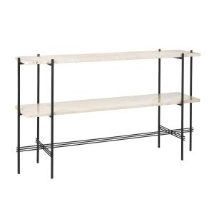 Gubi - Travertine Console, 2 étagères, noir / blanc