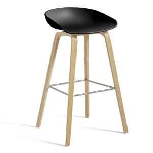 HAY - About A Stool AAS 32 H 75 cm, chêne laqué / acier ino…