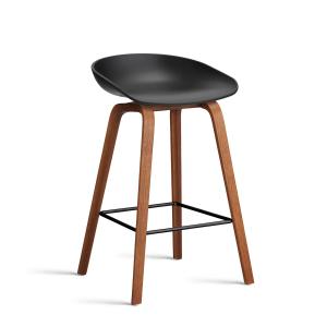 HAY - About A Stool AAS 32 H 65 cm, noyer laqué / acier noi…