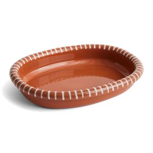 HAY - Barro Plat de service ovale, natural with stripes