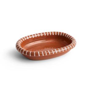 HAY - Barro Plat de service ovale, S, natural with stripes