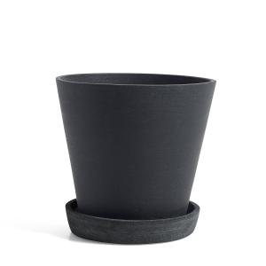 HAY - Pot de fleur avec soucoupe L, noir