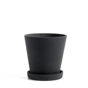 HAY - Pot de fleur avec soucoupe M, noir