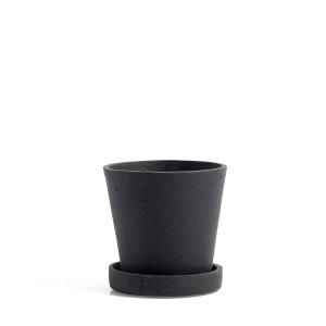 HAY - Pot de fleur avec soucoupe S, noir