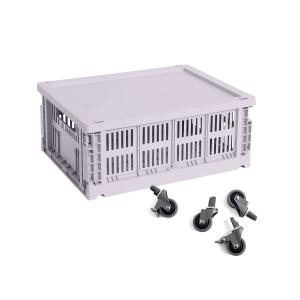 HAY - Colour Crate Corbeille M avec couvercle et roulettes,…