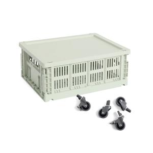 HAY - Colour Crate Panier M avec couvercle et roulettes, mi…