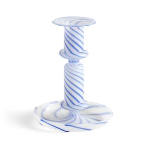 HAY - Flare Bougeoir, Ø 11 x H 14 cm, Stripe, milk / blue