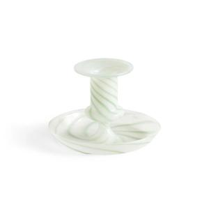 HAY - Flare Bougeoir, Ø 11 x H 7,5 cm, Stripe, milk / green