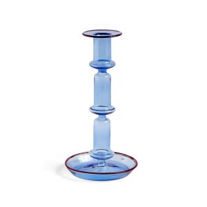 HAY - Flare Bougeoir, H 21 cm, bleu clair / rouge