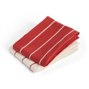 HAY - Outdoor Market Torchon, beige à rayures rouges (lot d…