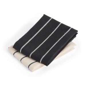 HAY - Outdoor Market Torchon, noir à rayures beiges (lot de…