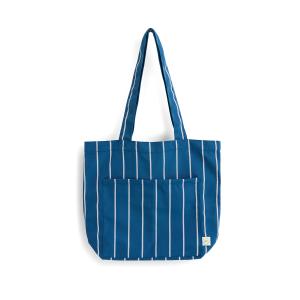 HAY - Outdoor Market Tote Bag M, bleu avec des rayures beig…