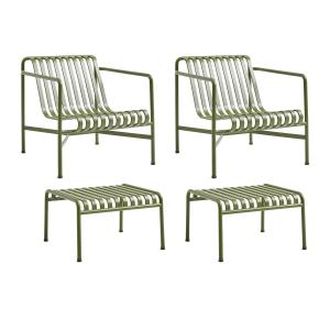 HAY - Palissade 2x Lounge Chair Low   2x Ottoman, olive