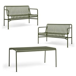HAY - Palissade Table   2x Dining Bench, olive