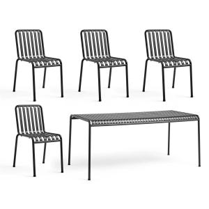 HAY - Palissade Table   4x Chair, anthracite