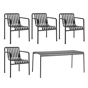 HAY - Palissade Table   4x Dining Armchair, anthracite