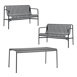 HAY - Palissade Table   2x Dining Bench, anthracite