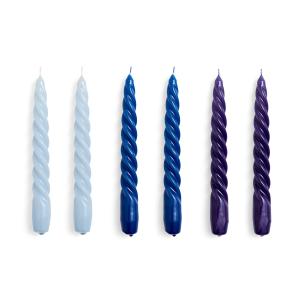 HAY - Twist Bougies à tige, H 20 cm, light blue / blue / pu…