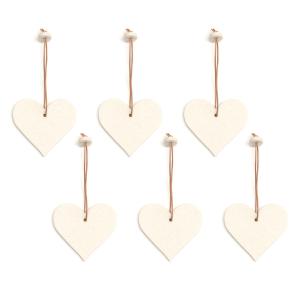 Hey-Sign - Pendentif coeur, blanc laine (set de 6)