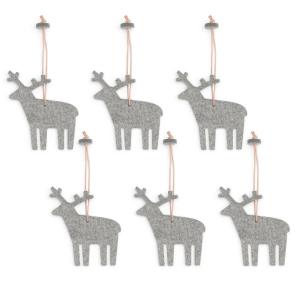 HEY-SIGN - Pendentif renne, gris clair chiné (lot de 6)