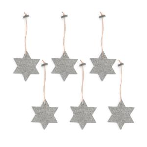 Hey-Sign - Pendentif étoile, gris clair chiné (lot de 6)