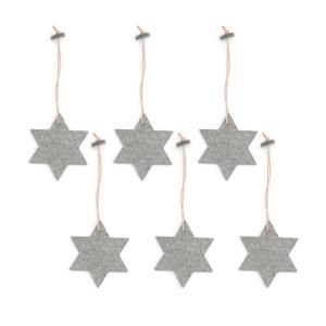 HEY-SIGN - Pendentif étoile, gris clair chiné (lot de 6)