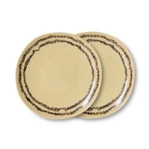 HKLiving - 70's Assiette, Ø 22 cm, vanille (lot de 2)