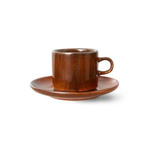 HKliving - Chef Ceramics Tasse avec soucoupe, 220 ml, burne…