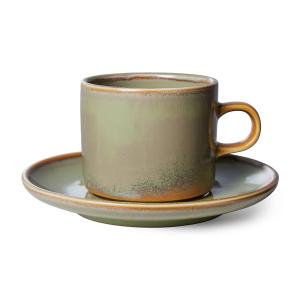 HKliving - Chef Ceramics Tasse avec soucoupe, 220 ml, moss…