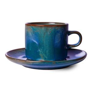 HKliving - Chef Ceramics Tasse avec soucoupe, 220 ml, rusti…