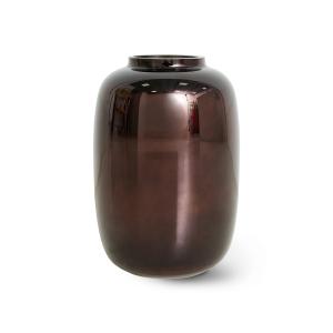 HKliving - Vase en verre H 20 cm, brun / chrome