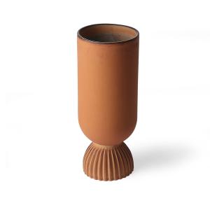 HKliving - Ribbed vase, ø 11 x h 25 cm, orange rustique